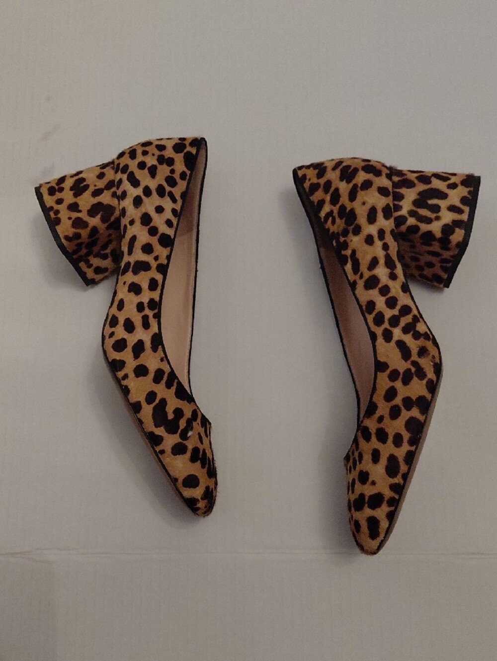 J. Crew Leopard-Print Calf Hair Square Toe Blocked Heel Pumps Brown Black 9.5 - Picture 6 of 9